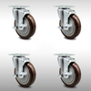 Service Caster 5 Inch SS Maroon Polyurethane Swivel Top Plate Caster Set with Brake SCC SCC-SS20S514-PPUB-MRN-TLB-4